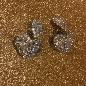 Weiss Vintage Silver Heart Crystal Earrings
